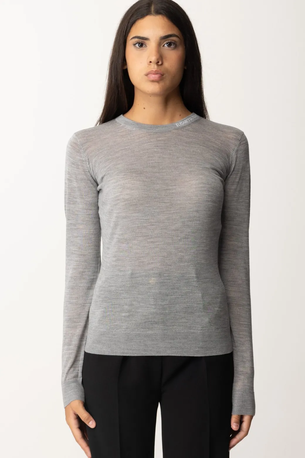 Donna Elisabetta Franchi Maglia In Lana Merino con Colletto Logato