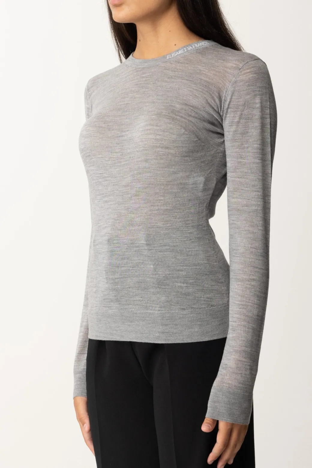 Donna Elisabetta Franchi Maglia In Lana Merino con Colletto Logato