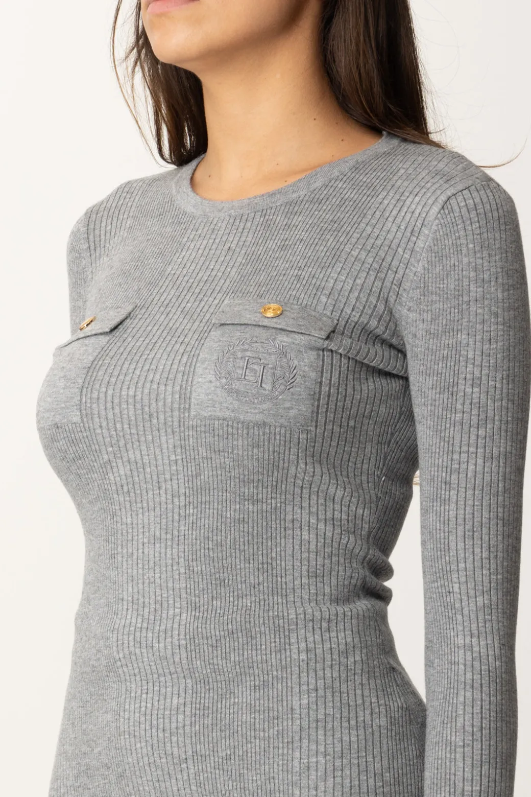 Donna Elisabetta Franchi Maglia Tricot Misto Seta con Ricamo Logo