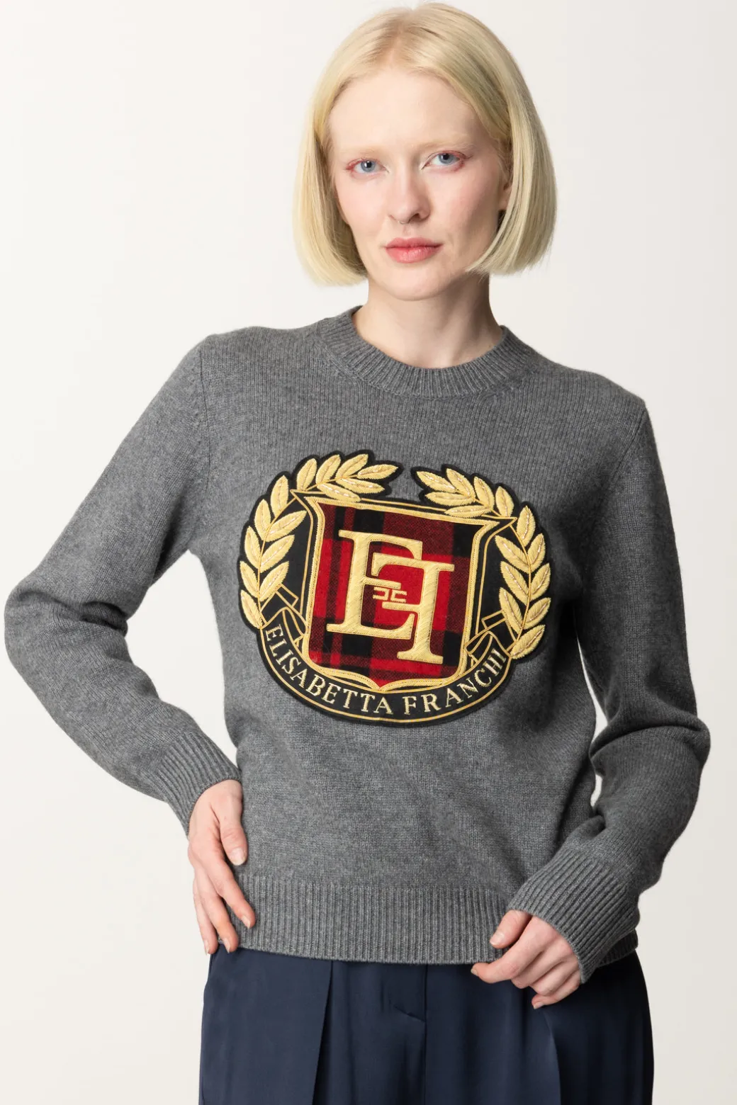 Donna Elisabetta Franchi Maglioncino con Maxi Patch Logo