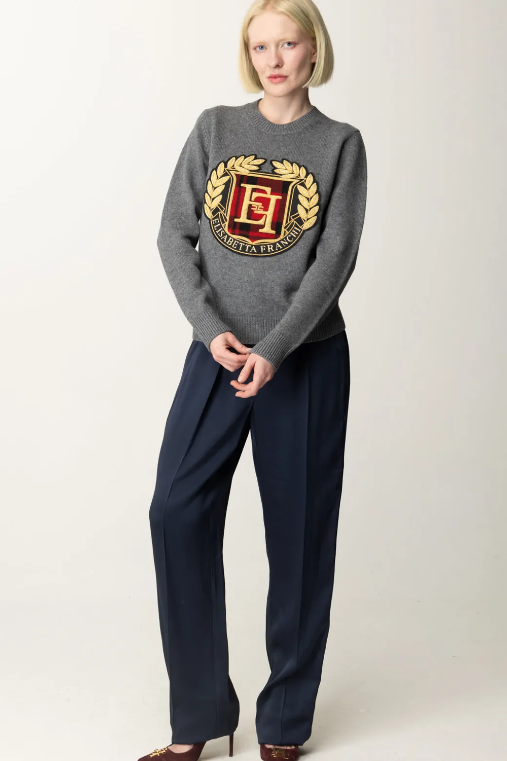 Donna Elisabetta Franchi Maglioncino con Maxi Patch Logo
