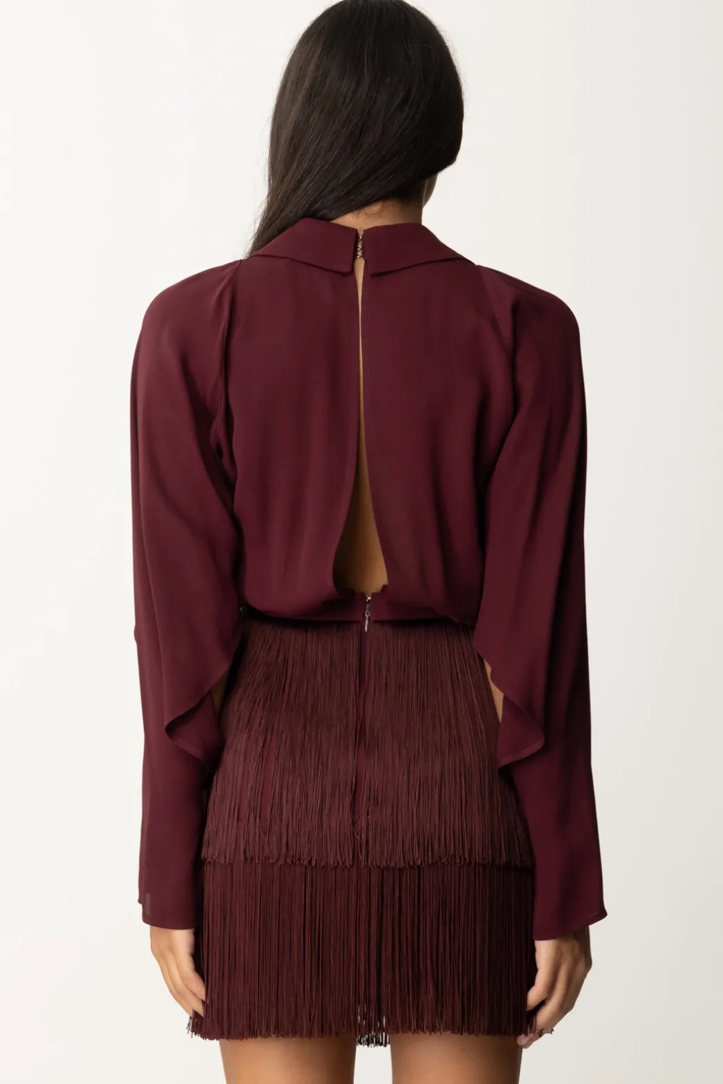 Donna Elisabetta Franchi Mini Abito con Frange e Cintura con Charms