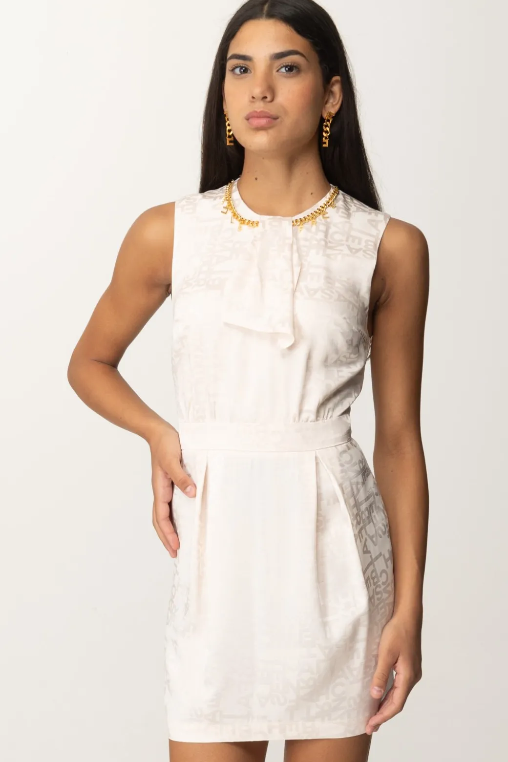 Donna Elisabetta Franchi Mini Abito In Crepe con Charms