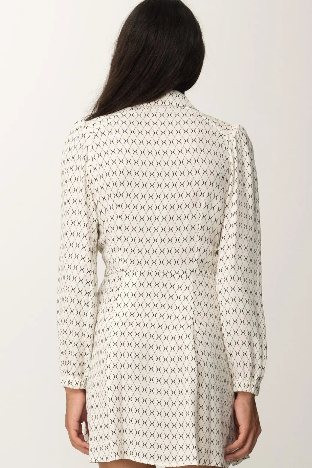 Donna Elisabetta Franchi Mini Abito In Georgette con Foulard e Stampa Rombi