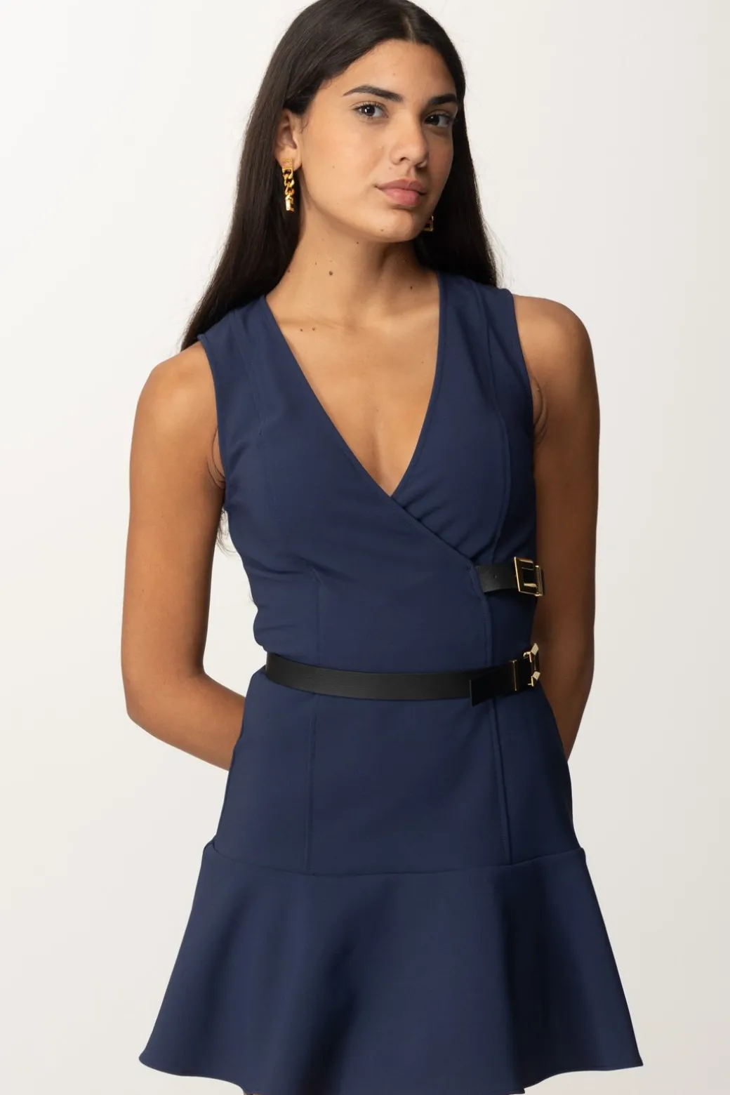 Donna Elisabetta Franchi Mini Abito Stretch con Cinturini