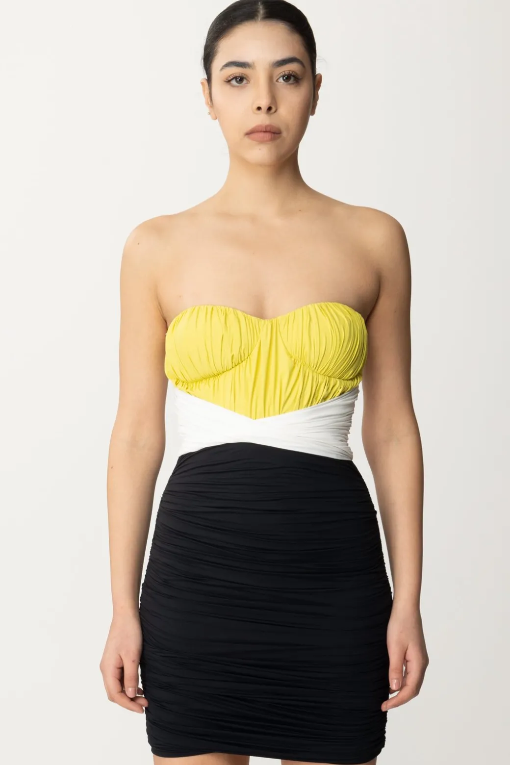 Donna Elisabetta Franchi Miniabito Tricolor Drappeggiato
