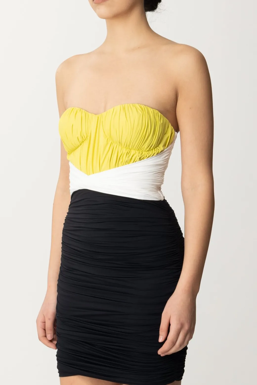 Donna Elisabetta Franchi Miniabito Tricolor Drappeggiato