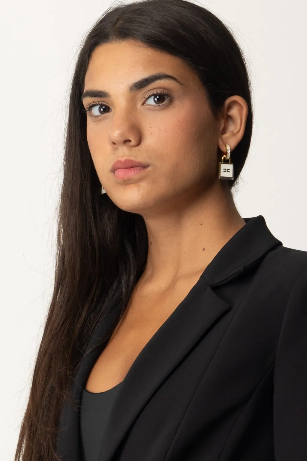 Donna Elisabetta Franchi Orecchini con Strass e Lucchetto