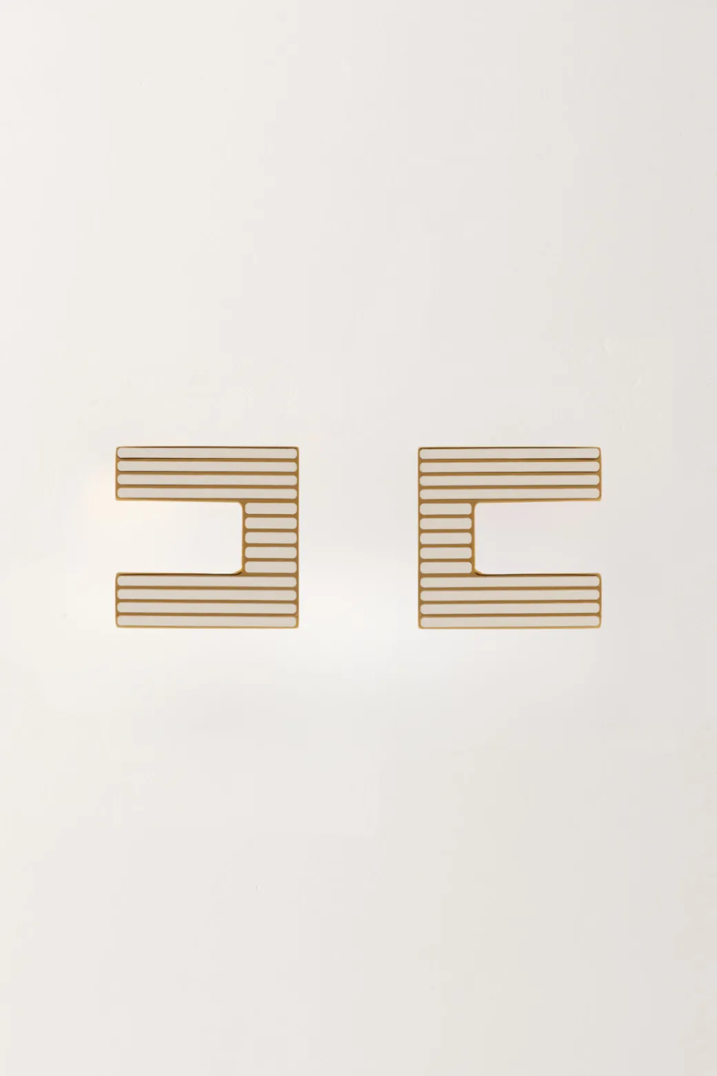 Donna Elisabetta Franchi Orecchini Logo a Righe Smaltate