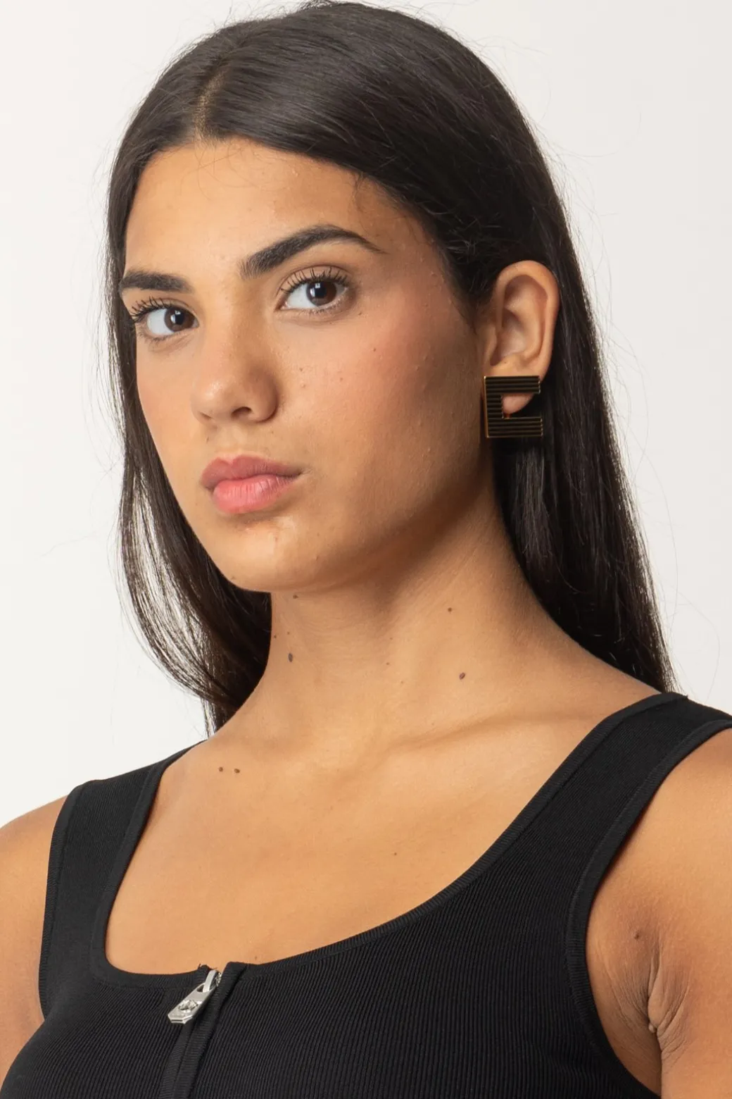 Donna Elisabetta Franchi Orecchini Logo a Righe Smaltate
