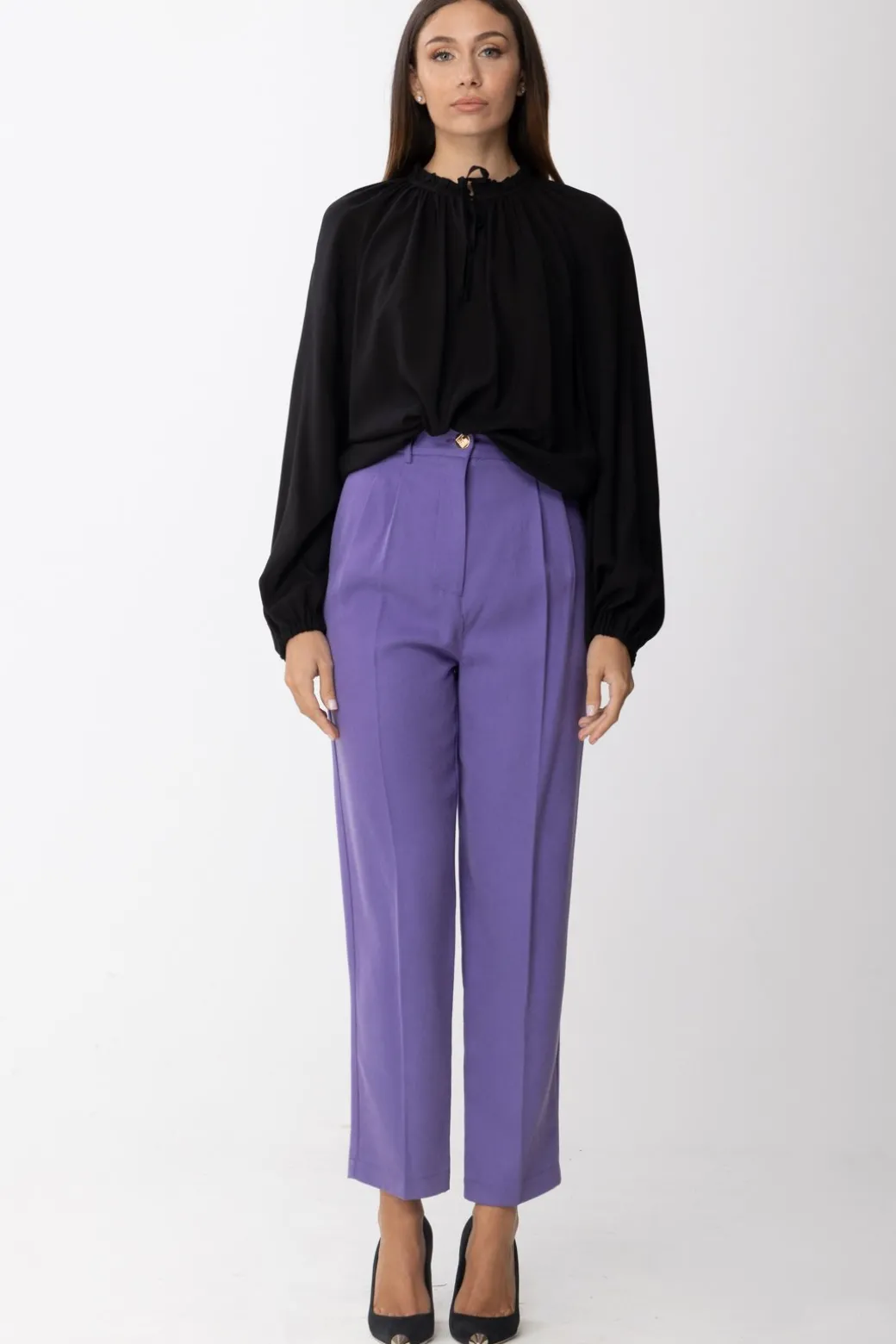 Donna Elisabetta Franchi Pantalone Vita Alta con Pence