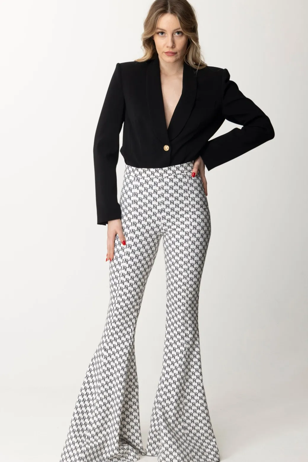 Donna Elisabetta Franchi Pantaloni a Zampa Monogram