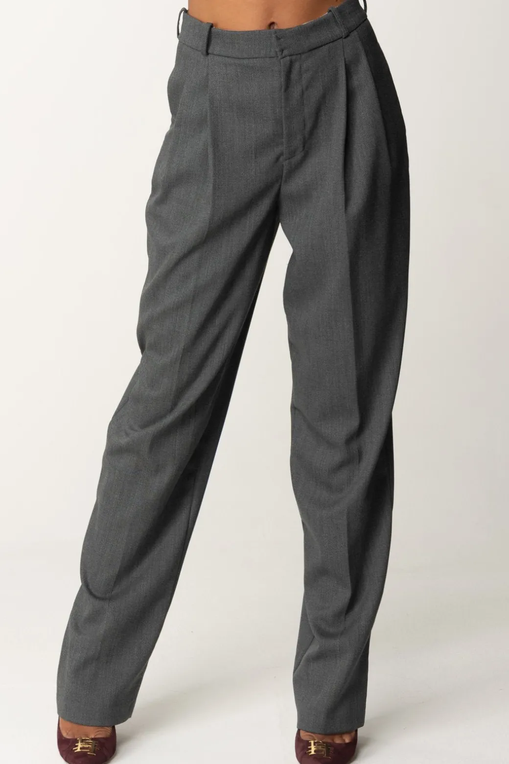 Donna Elisabetta Franchi Pantaloni Ampi In Fresco Lana