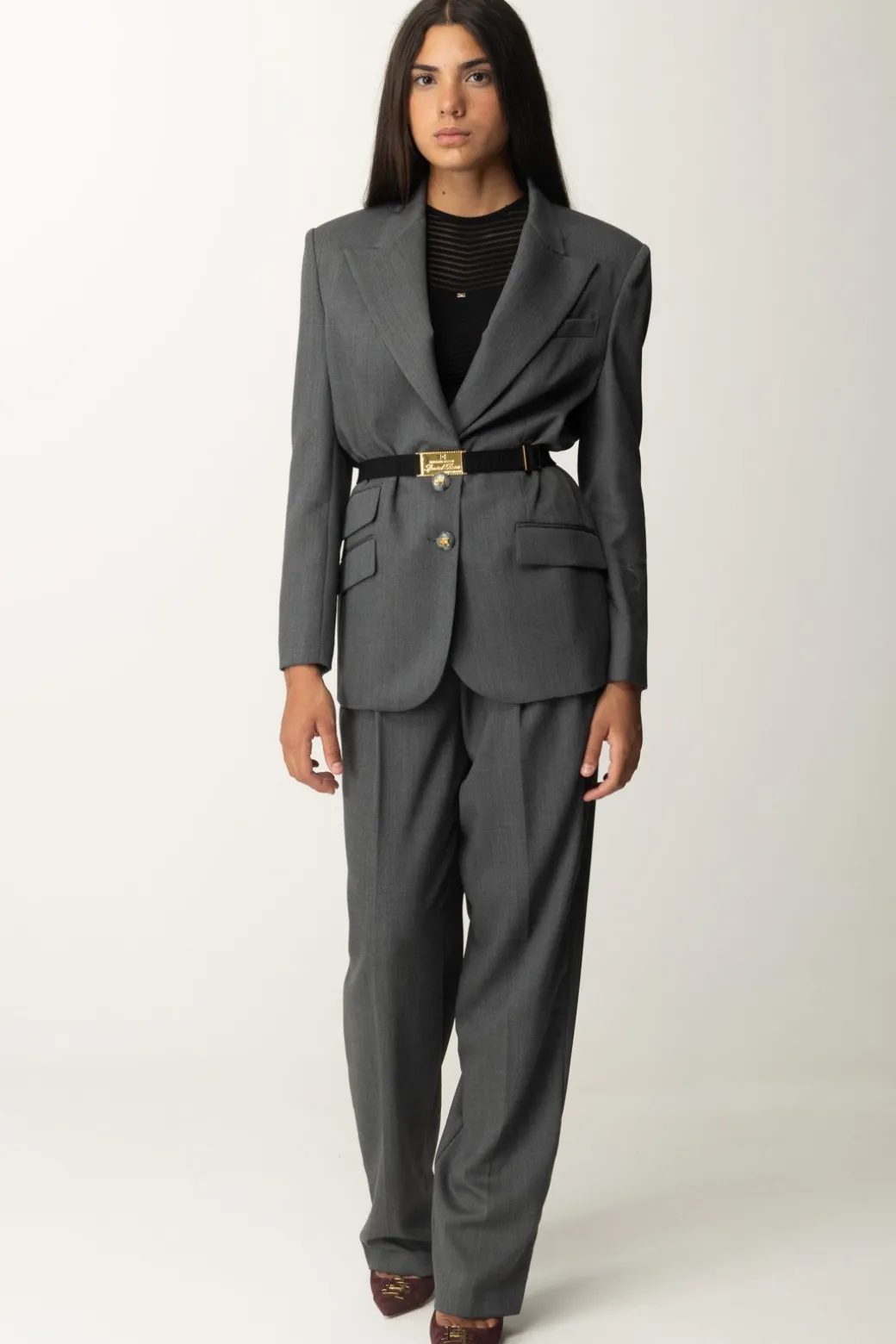 Donna Elisabetta Franchi Pantaloni Ampi In Fresco Lana
