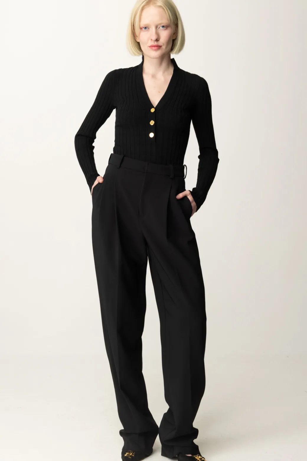 Donna Elisabetta Franchi Pantaloni Classici con Doppia Pinces