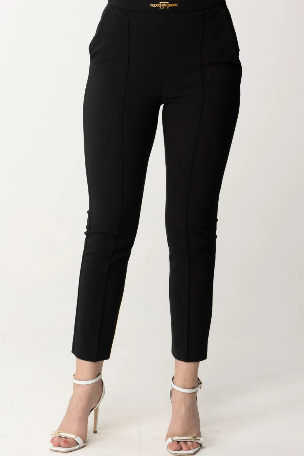 Donna Elisabetta Franchi Pantaloni con Piping e Logo In Vita