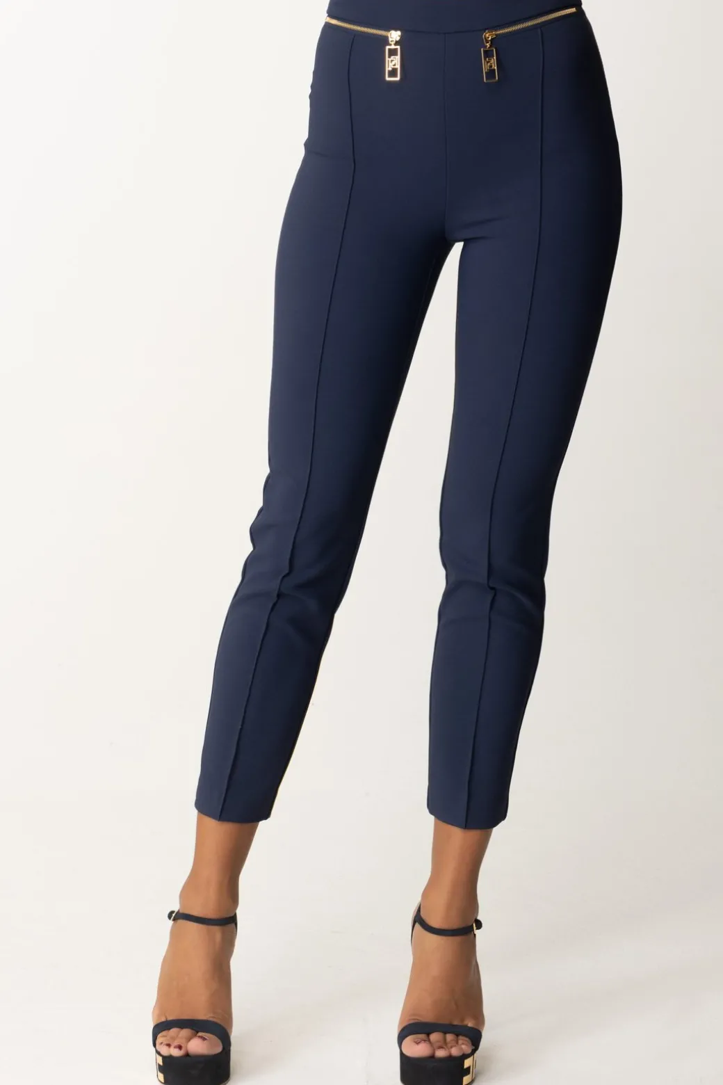 Donna Elisabetta Franchi Pantaloni con Piping e Zip In Vita