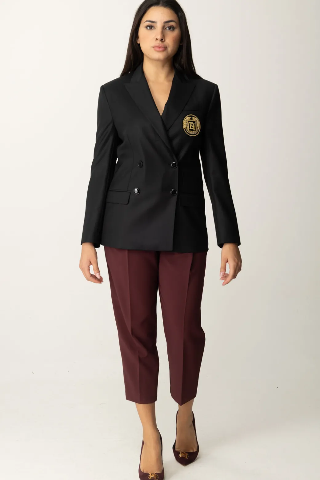Donna Elisabetta Franchi Pantaloni Crop con Pinces