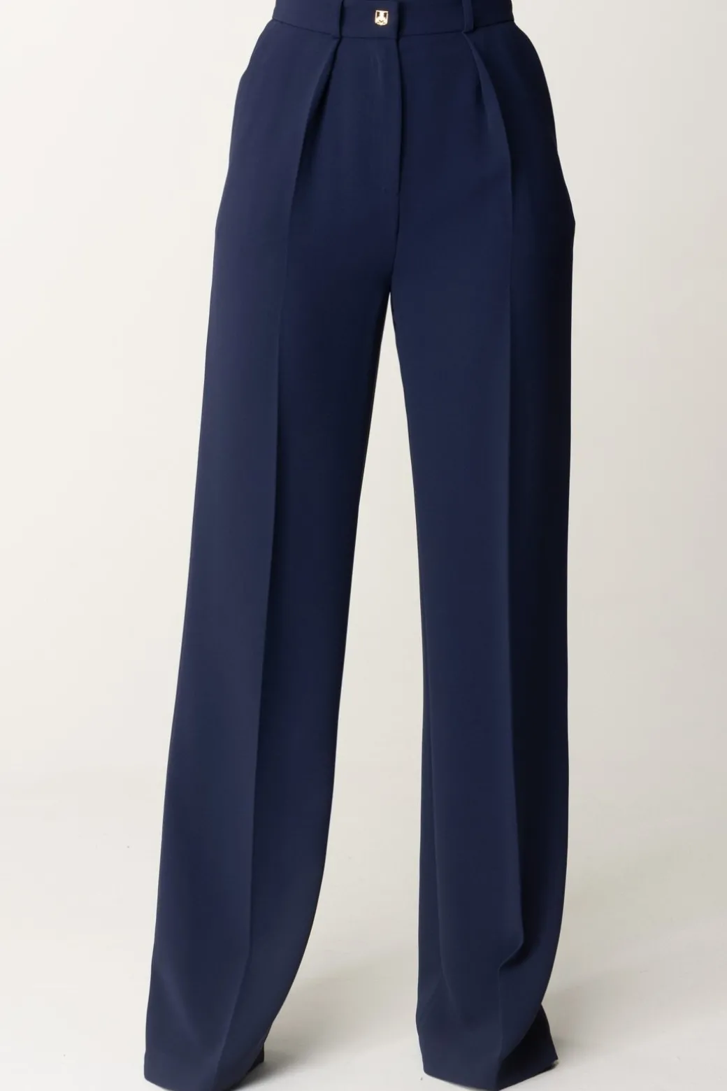 Donna Elisabetta Franchi Pantaloni Dritti con Pinces e Logo