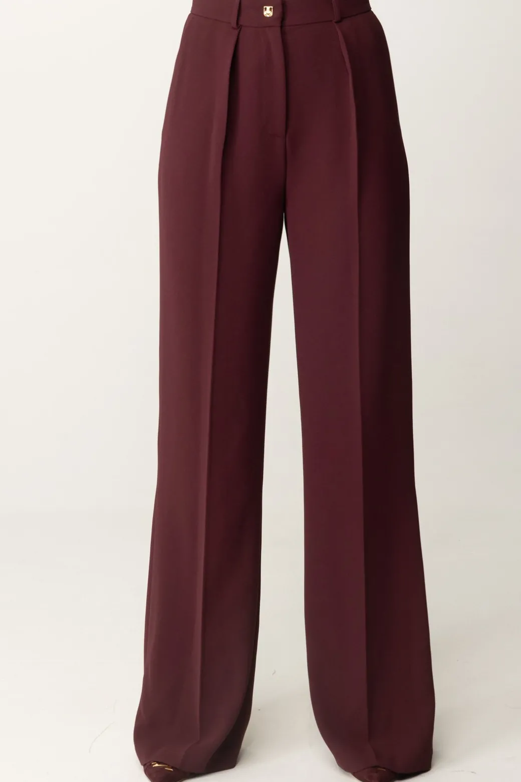 Donna Elisabetta Franchi Pantaloni Dritti con Pinces e Logo