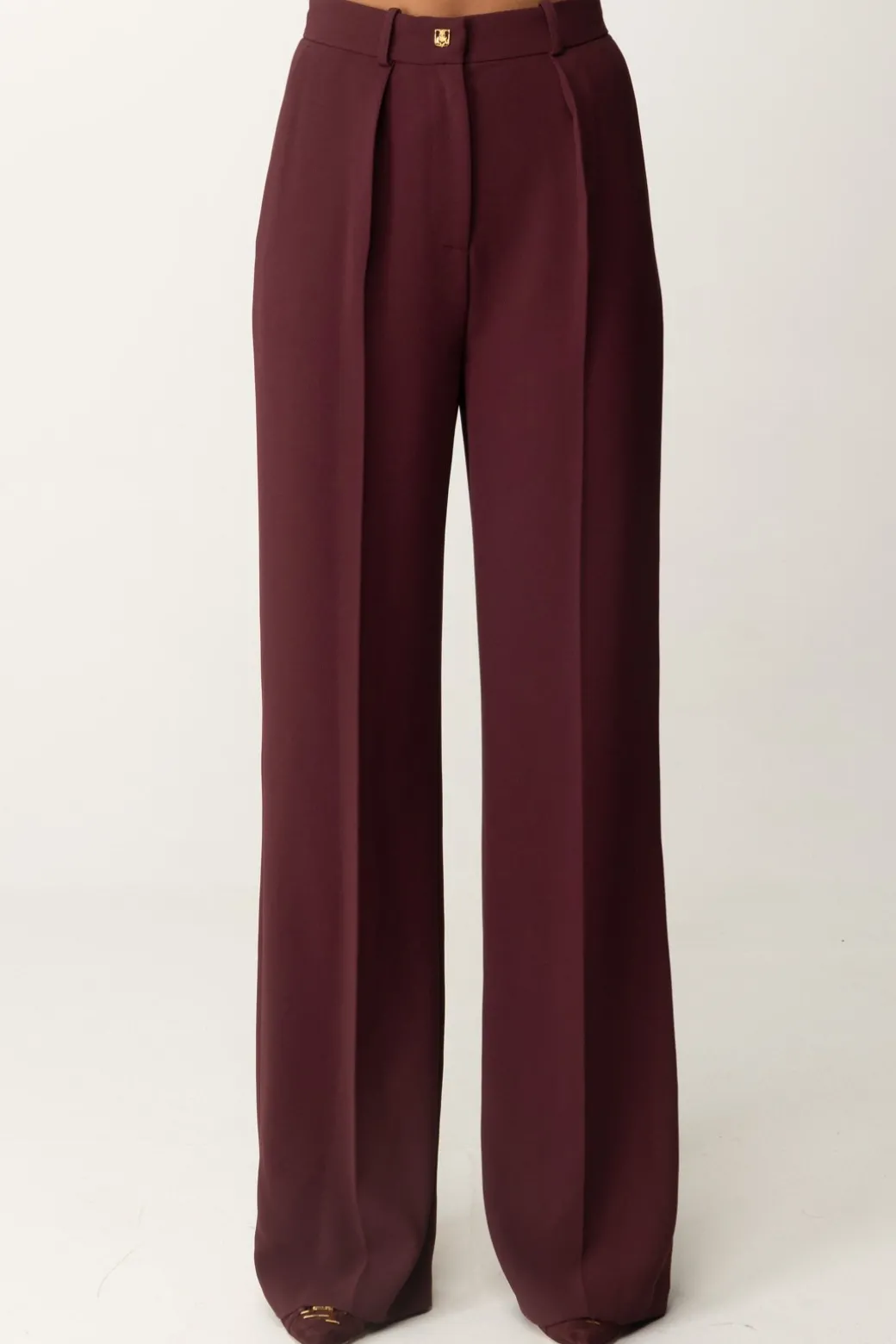 Donna Elisabetta Franchi Pantaloni Dritti con Pinces e Logo