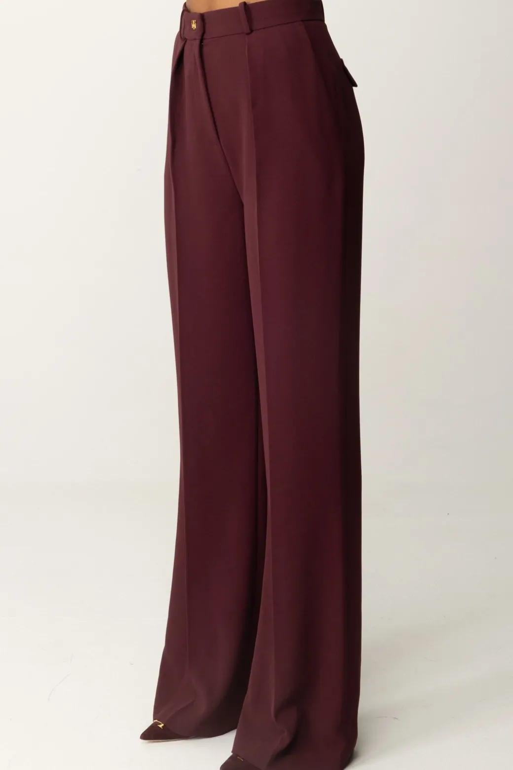 Donna Elisabetta Franchi Pantaloni Dritti con Pinces e Logo