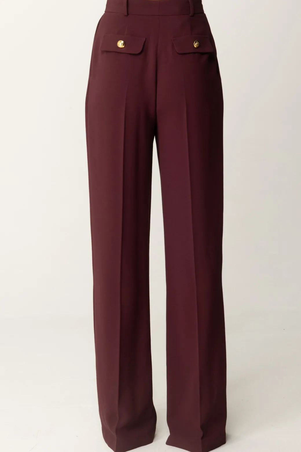 Donna Elisabetta Franchi Pantaloni Dritti con Pinces e Logo