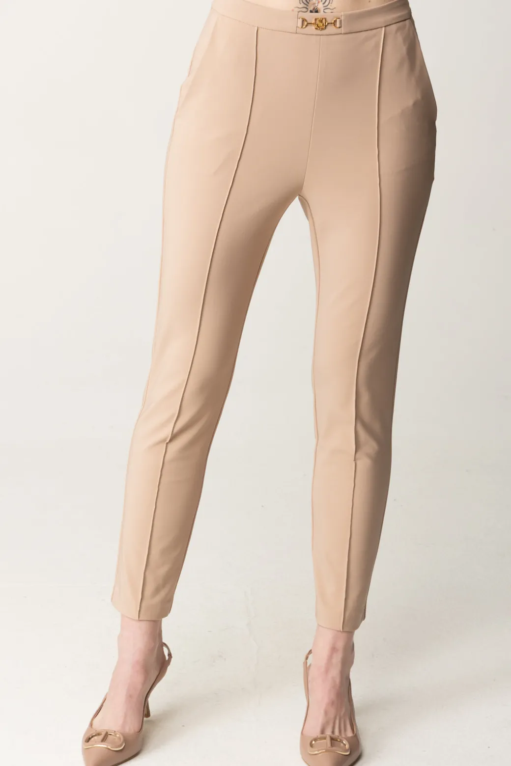 Donna Elisabetta Franchi Pantaloni Dritti In Tessuto Tecnicoa