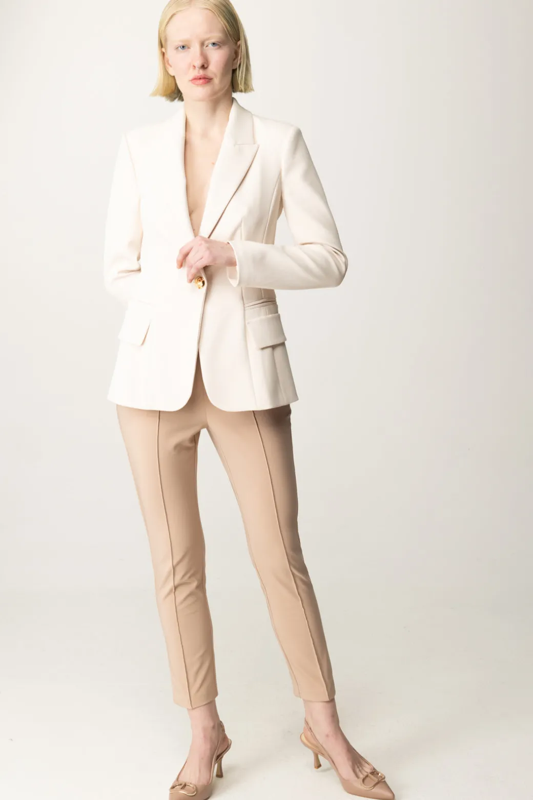 Donna Elisabetta Franchi Pantaloni Dritti In Tessuto Tecnicoa