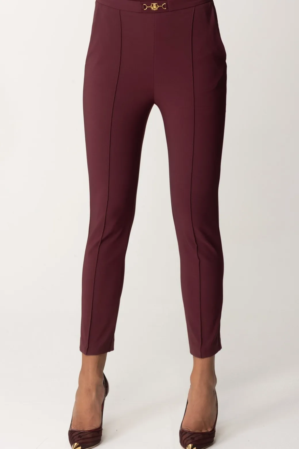 Donna Elisabetta Franchi Pantaloni Dritti In Tessuto Tecnico