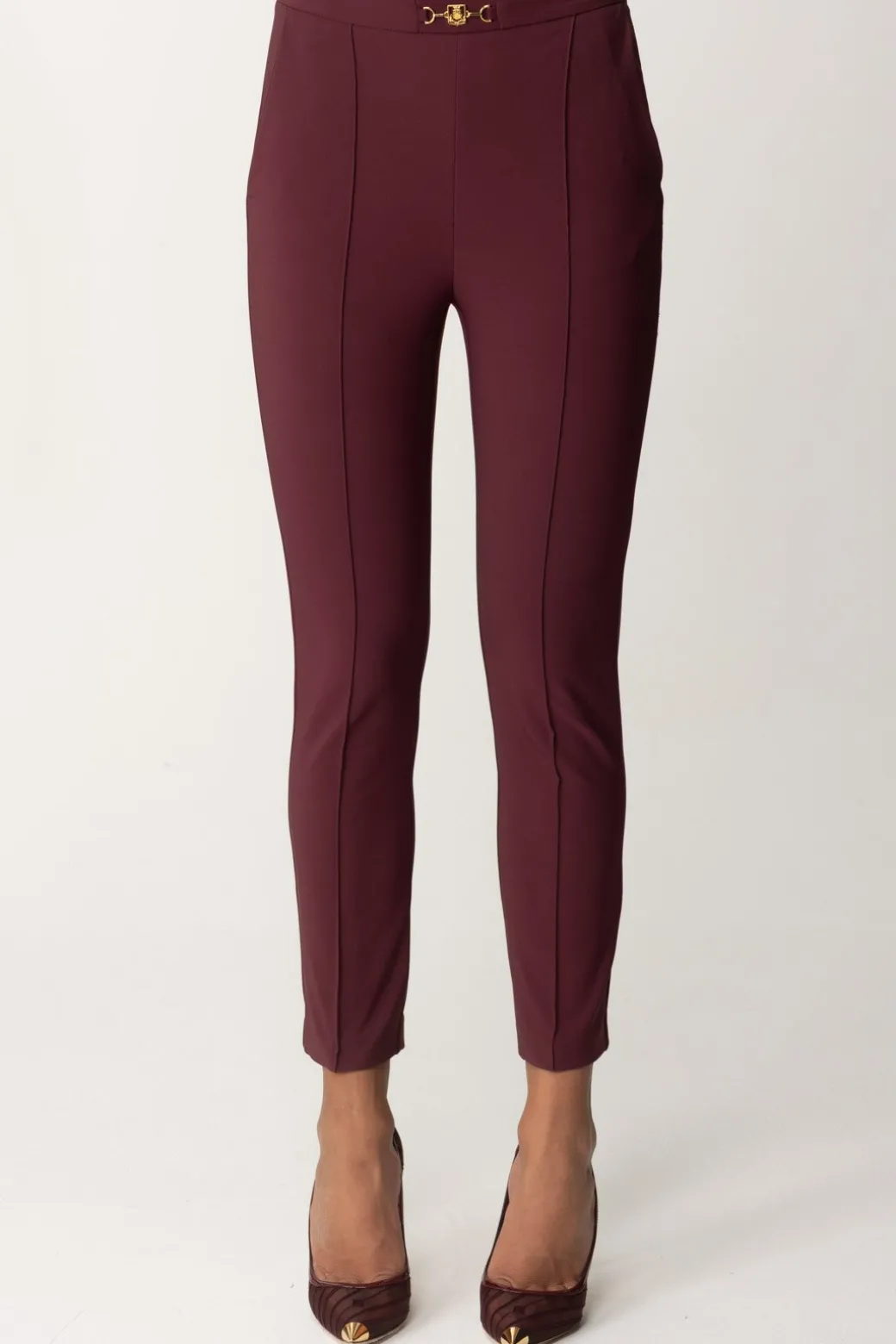 Donna Elisabetta Franchi Pantaloni Dritti In Tessuto Tecnico