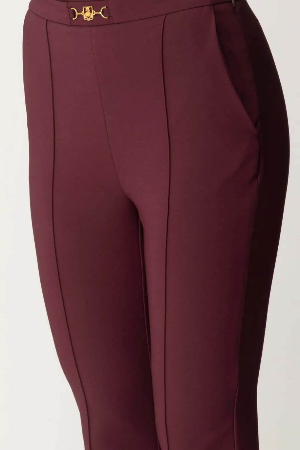 Donna Elisabetta Franchi Pantaloni Dritti In Tessuto Tecnico