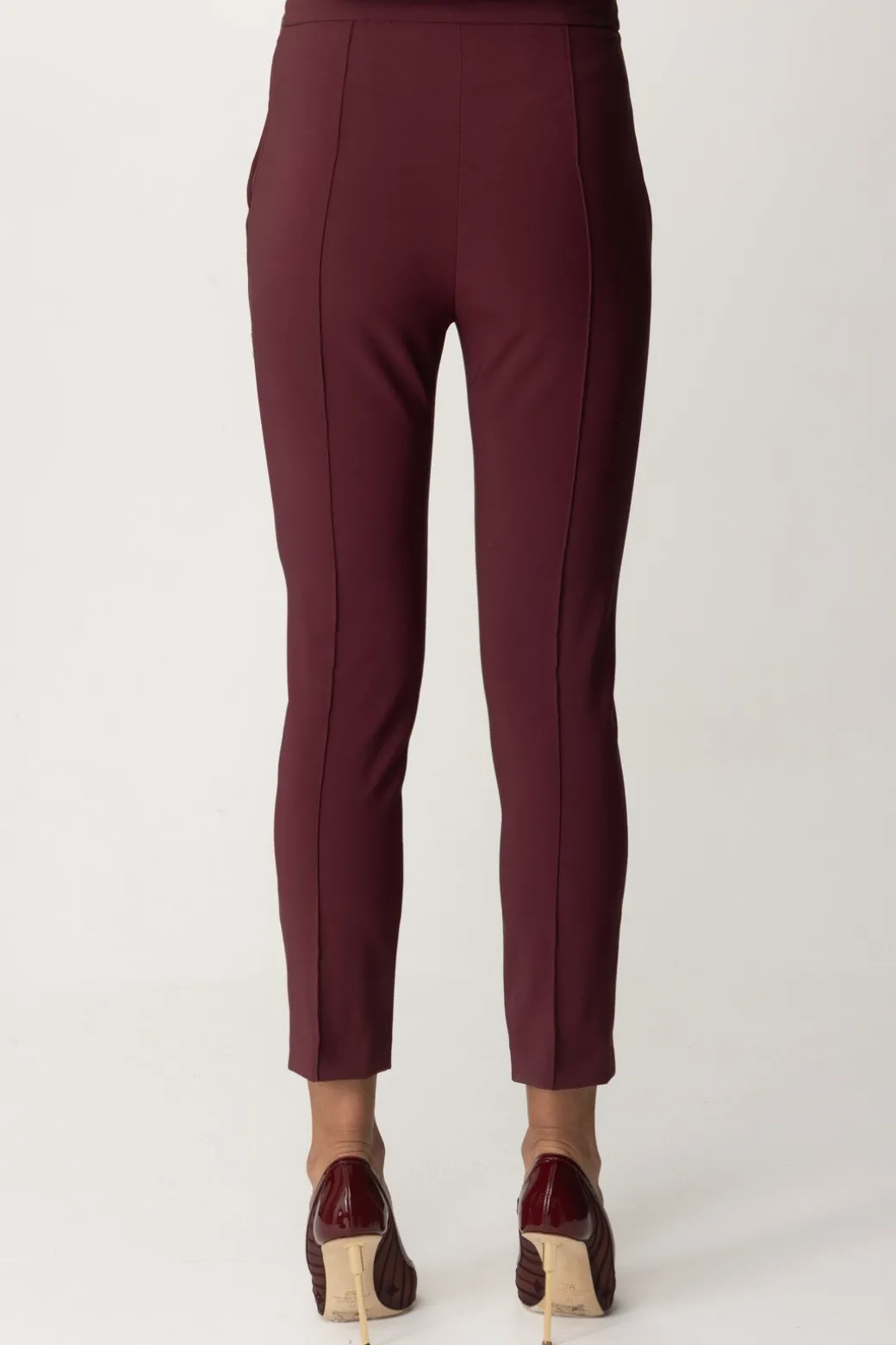 Donna Elisabetta Franchi Pantaloni Dritti In Tessuto Tecnico