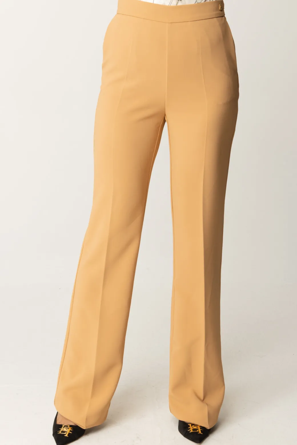 Donna Elisabetta Franchi Pantaloni Flared con Logo In Vita