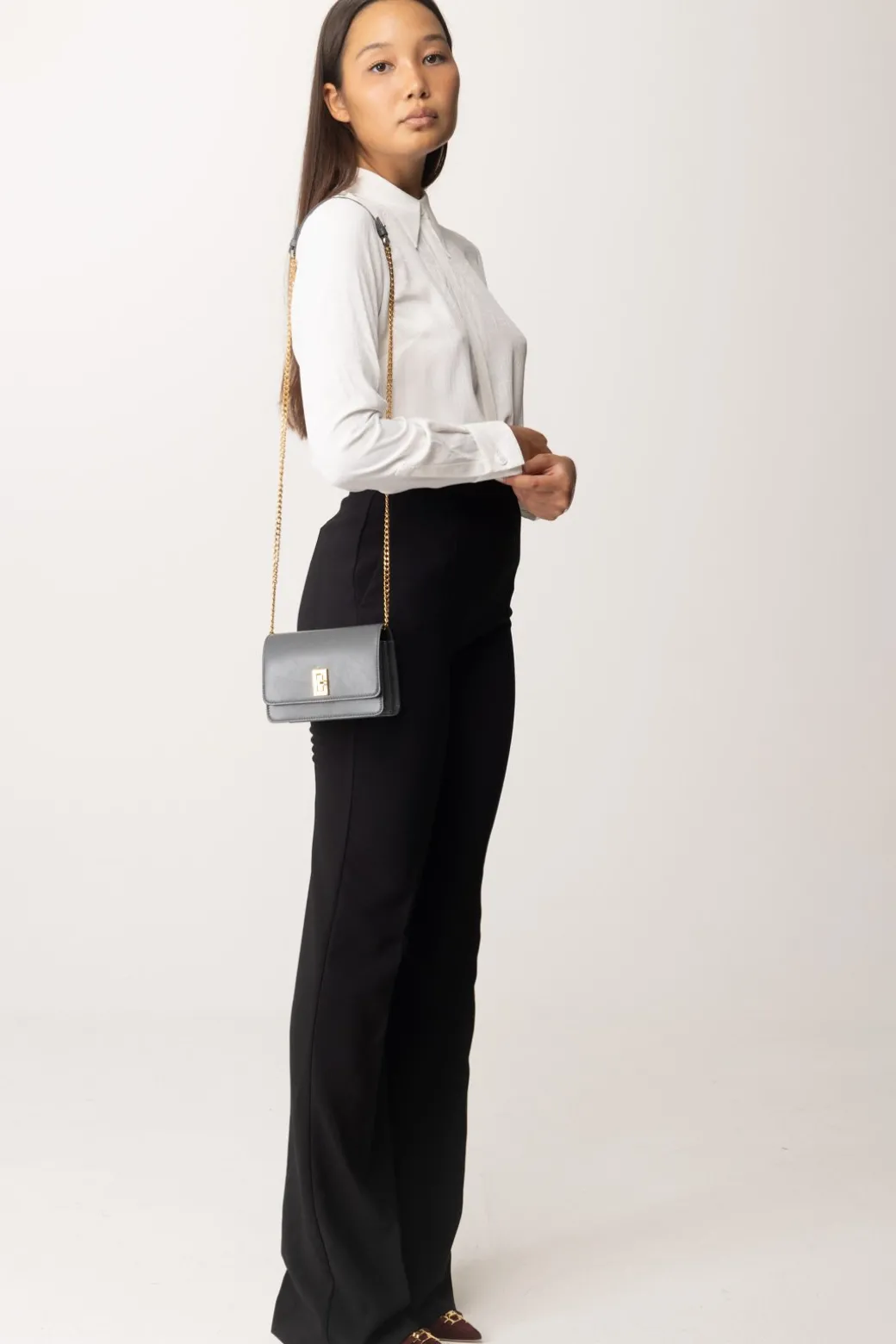 Donna Elisabetta Franchi Pantaloni Flared con Logo In Vita