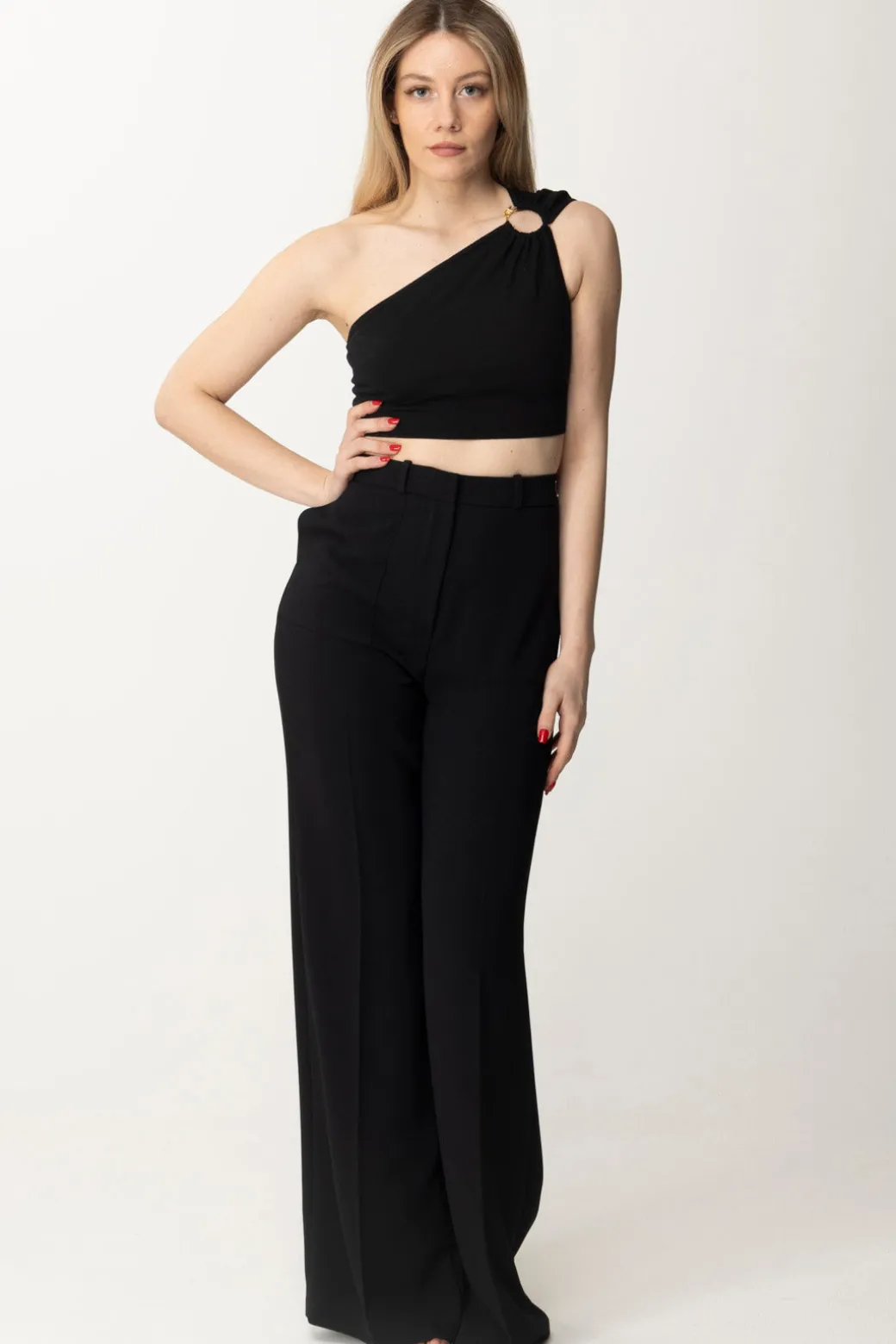 Donna Elisabetta Franchi Pantaloni Gamba Dritta con Piega