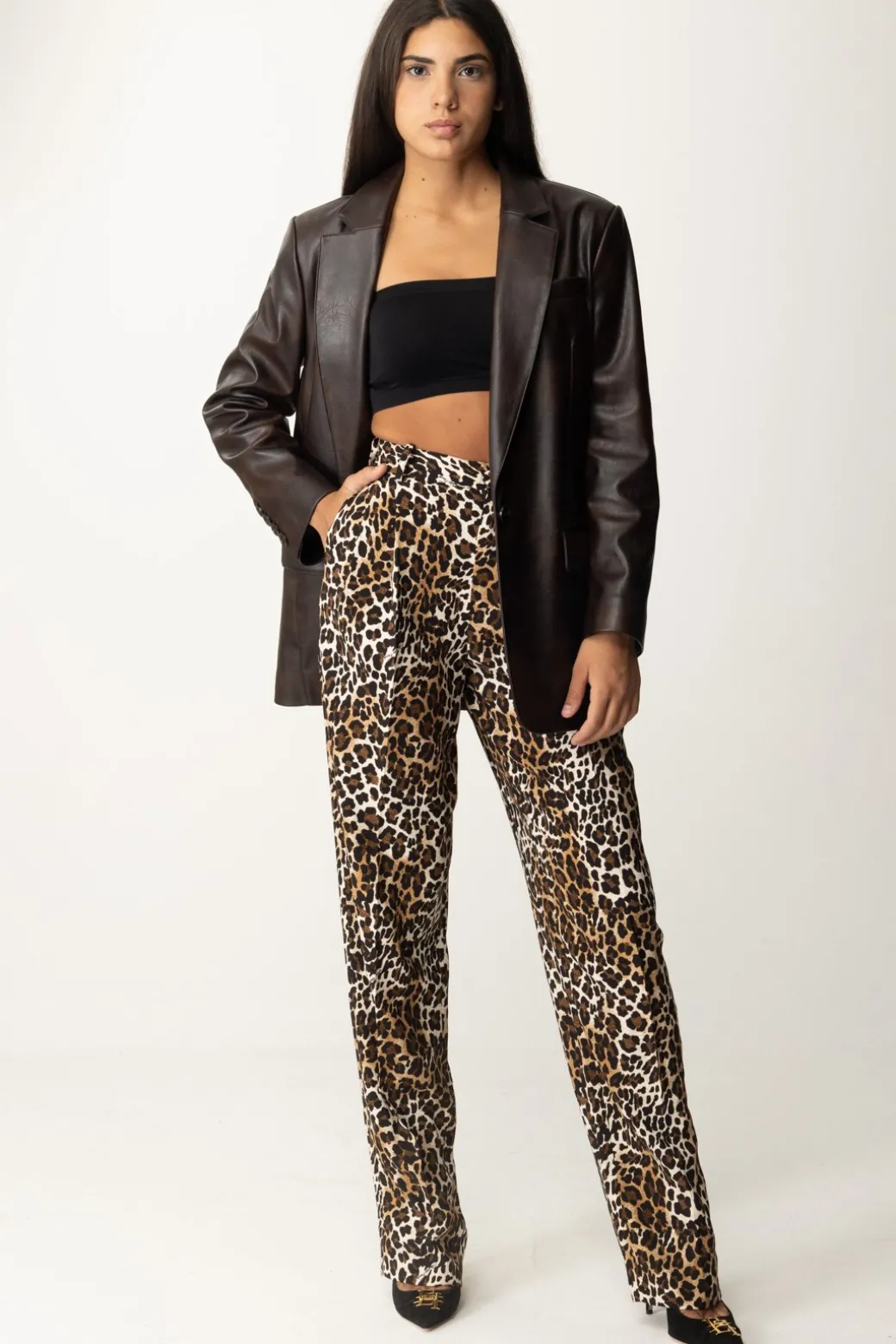 Donna Elisabetta Franchi Pantaloni Gamba Dritta con Stampa