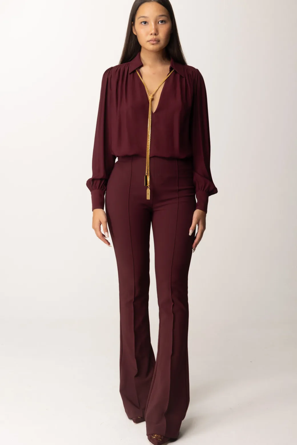 Donna Elisabetta Franchi Pantaloni In Crepe Stretch con Morsetto In Vita