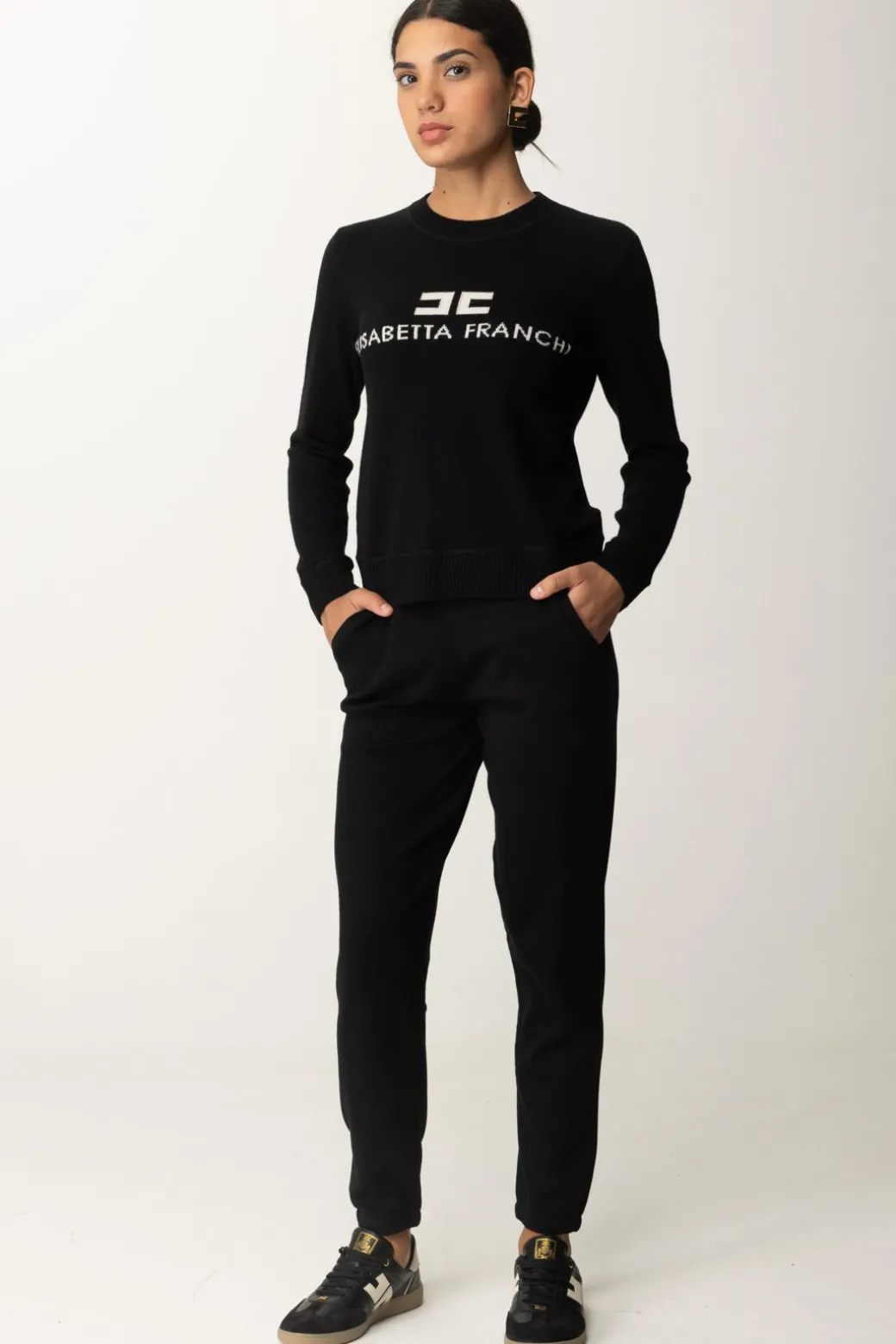 Donna Elisabetta Franchi Pantaloni Jogger In Viscosa