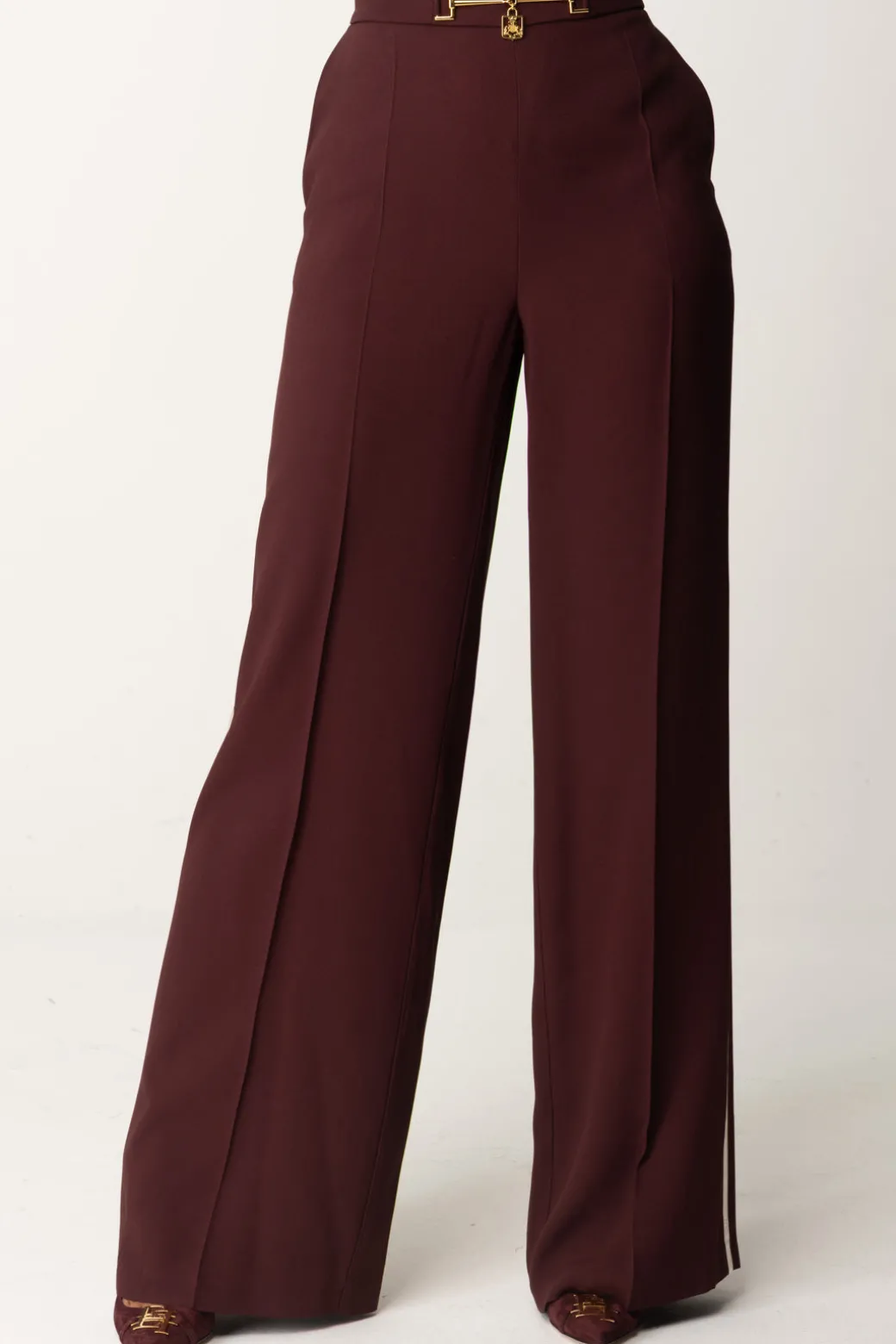 Donna Elisabetta Franchi Pantaloni Palazzo In Satin con Morsetto