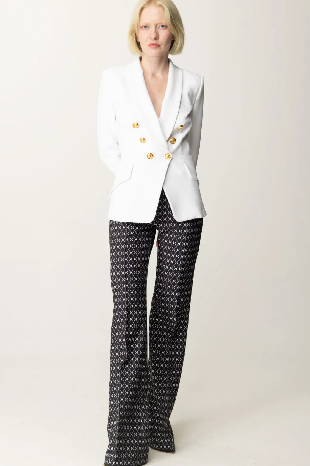 Donna Elisabetta Franchi Pantaloni Stampa Rombo con Catena