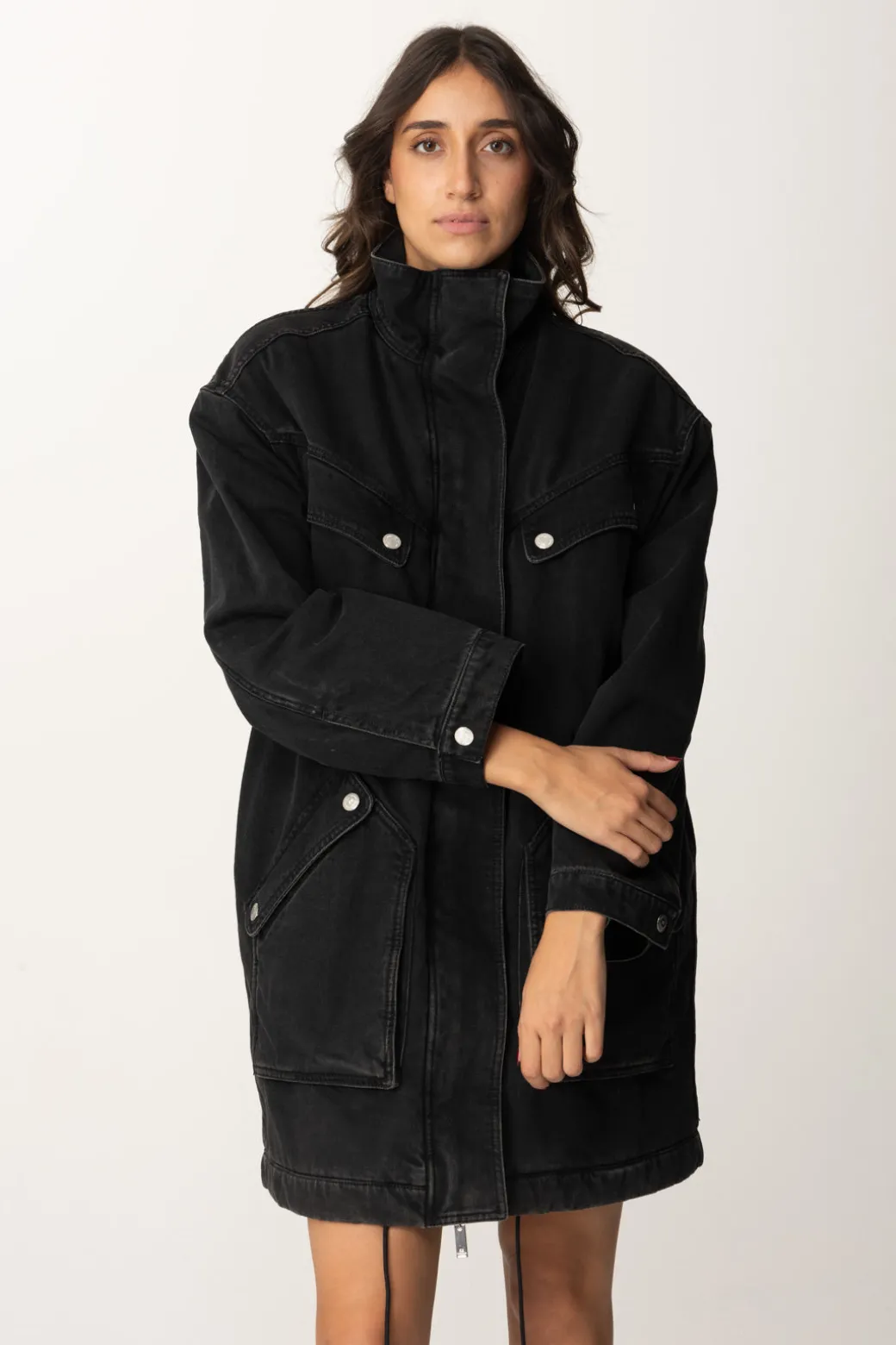 Donna Elisabetta Franchi Parka Over In Jeans