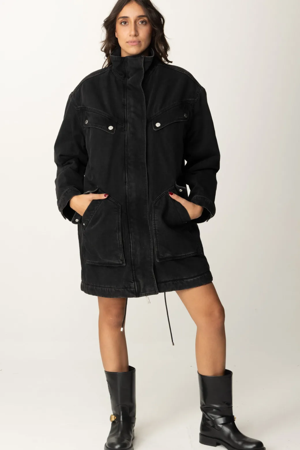 Donna Elisabetta Franchi Parka Over In Jeans