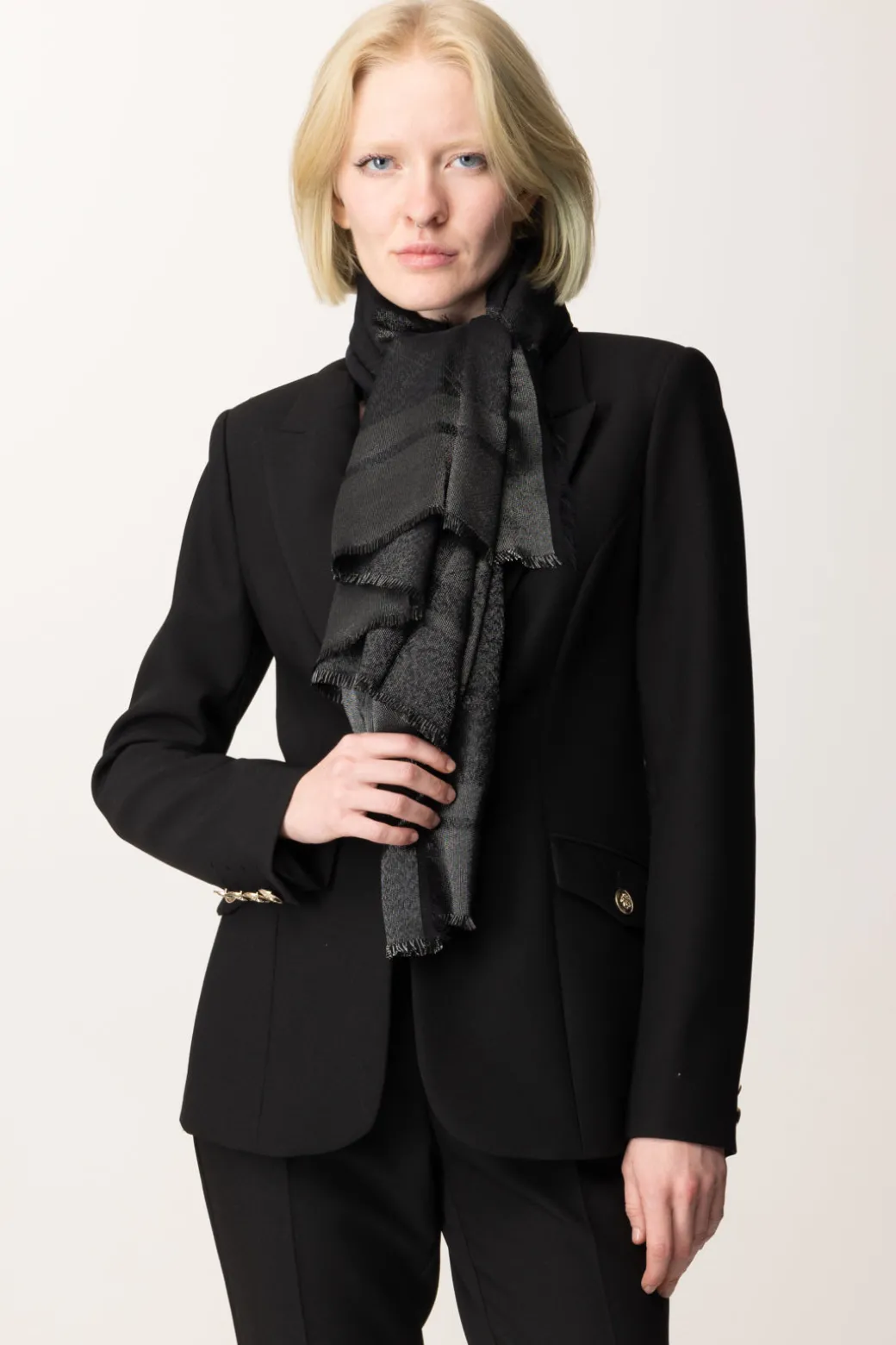 Donna Elisabetta Franchi Pashmina Lurex con Stampa Righe