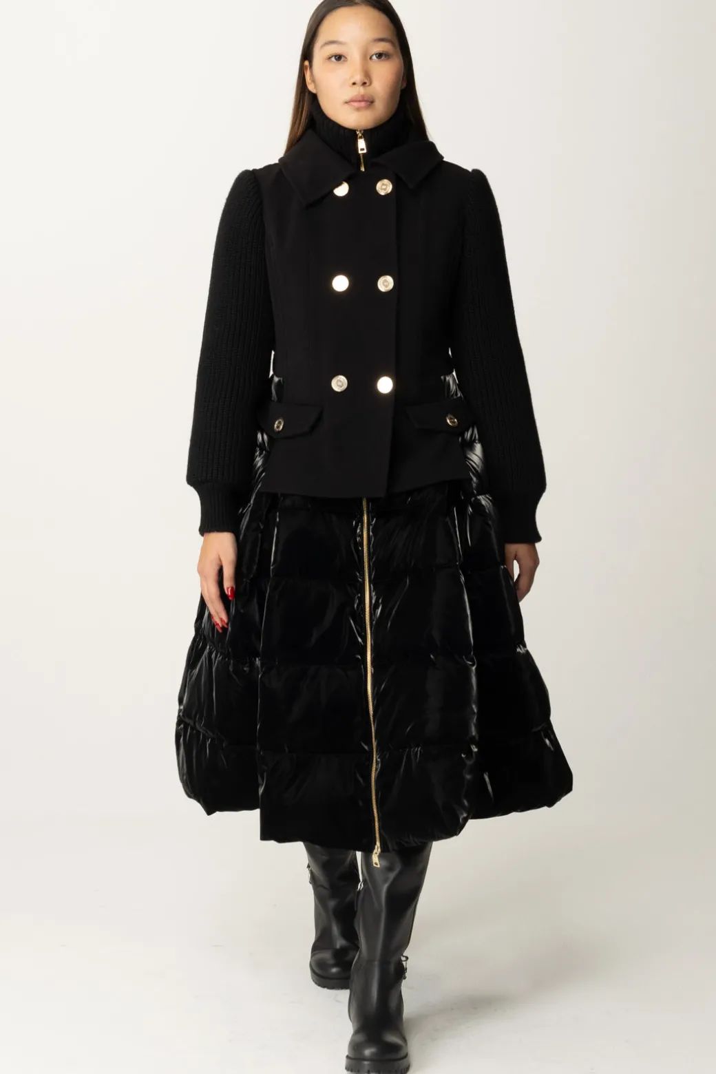 Donna Elisabetta Franchi Piumino con Gonna a Ruotaa