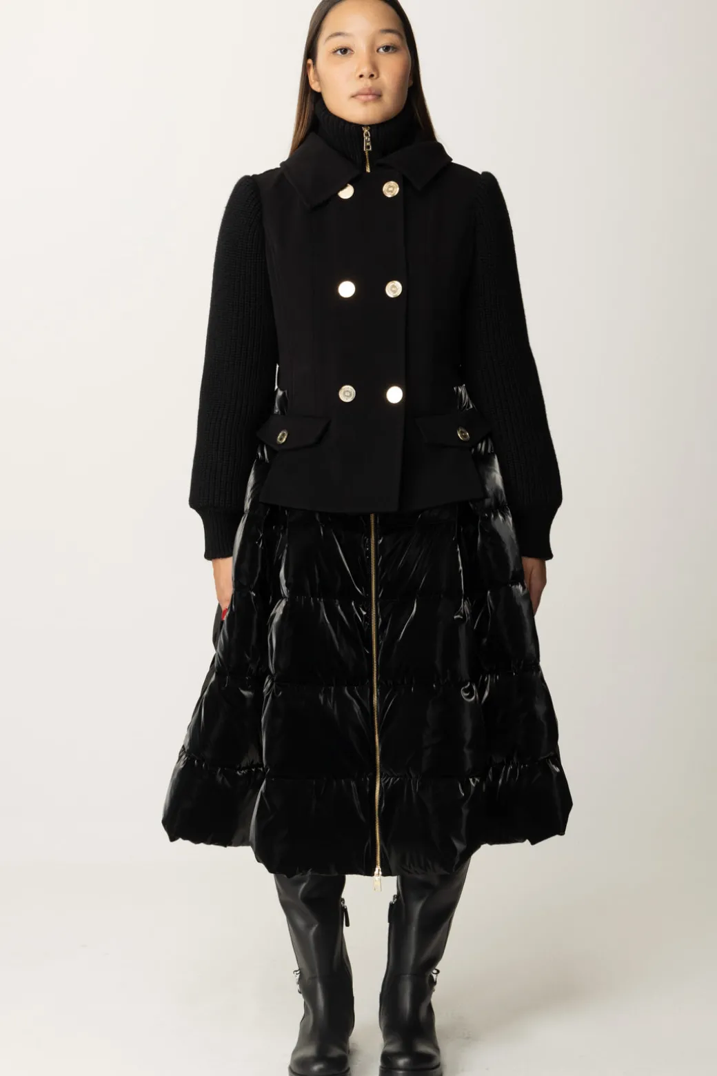 Donna Elisabetta Franchi Piumino con Gonna a Ruotaa