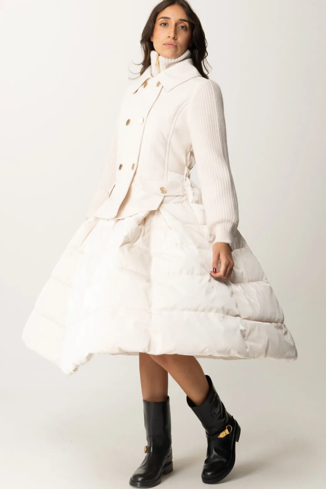 Donna Elisabetta Franchi Piumino con Gonna a Ruota