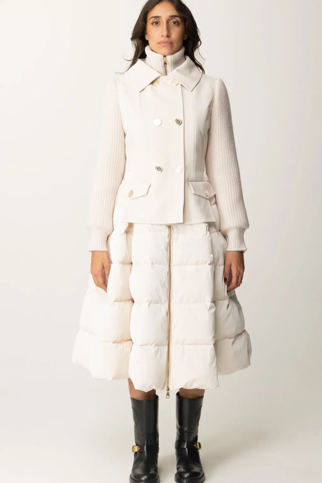 Donna Elisabetta Franchi Piumino con Gonna a Ruota