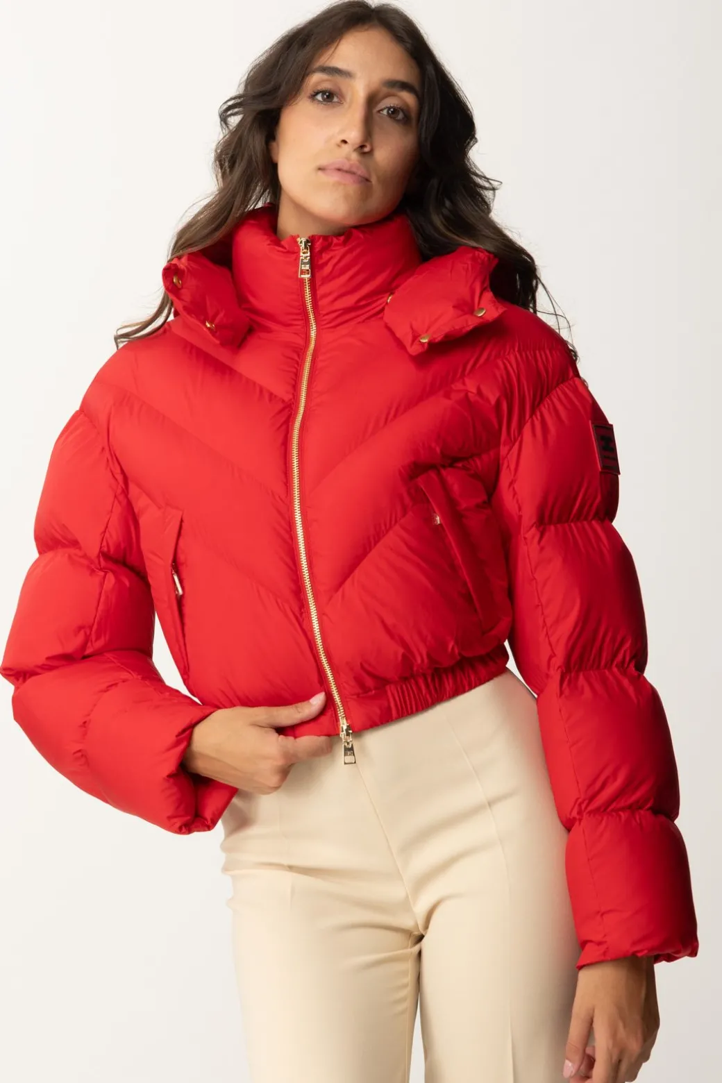 Donna Elisabetta Franchi Piumino Crop In Nylon