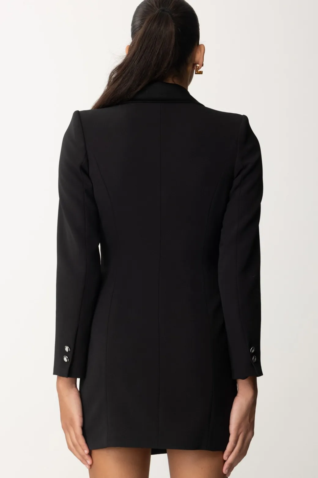 Donna Elisabetta Franchi Robe Manteau In Crêpe Stretch con Revers In Raso